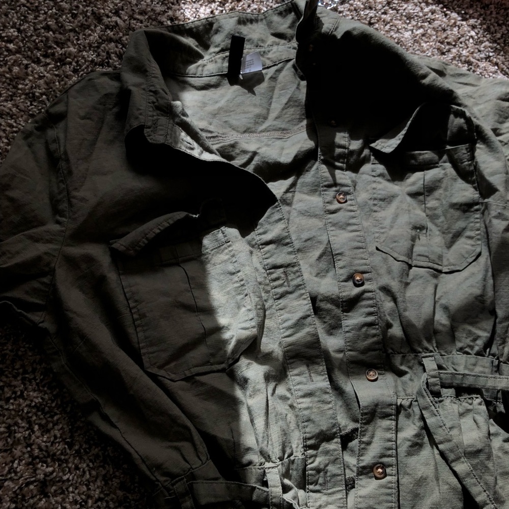 H&M button dress green